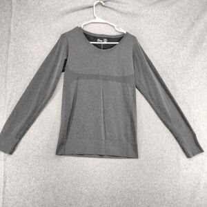 Zyia Active Athletic Compression Tee Wmns M Gray Long Sleeve Thumbholes Stretch